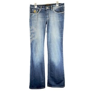 VTG Rocawear Y2K Jeans Metal Studs Embellishment Distressed  Low Rise Sz 9